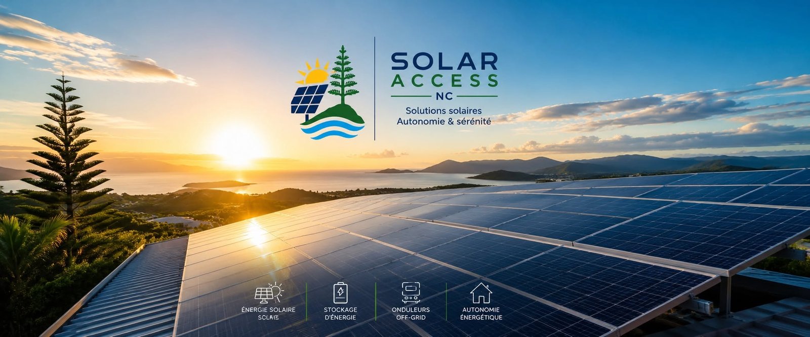 Installation solaire Solar Access NC au coucher du soleil